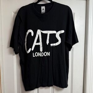 Vintage Cats London T Shirt 1981 Black Graphic Tee Dewynters Sz XL Yellow‎ Eyes